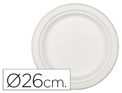 PLATO DE FIBRA NATURAL NUPIK BIODEGRADABLE BLANCO OVALADO 26 CM APTO MICROONDAS PAQUETE DE 50 UNIDADES