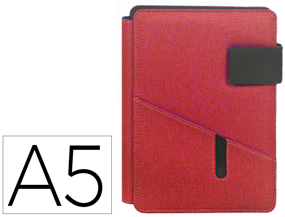 PORTANOTAS CARCHIVO VENTURE DIN A5 CON SOPORTE SMARTPHONE CUADERNO COLOR ROJO