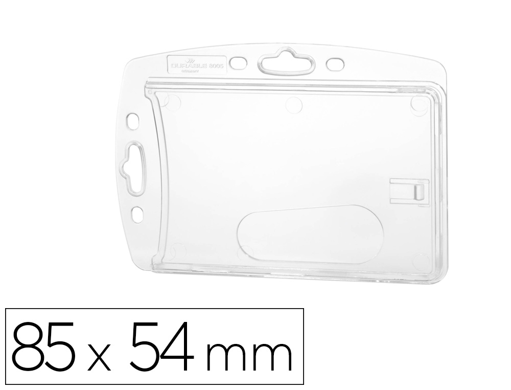 IDENTIFICADOR DURABLE RIGIDO CON PINZA 1 TARJETA PACK DE 10IDENTIFICACION/PASE SEGURIDAD COLOR TRANSPARENTE 85X54 MM