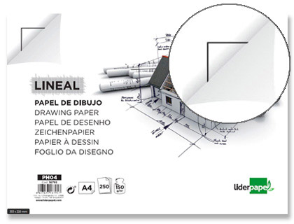 PAPEL DIBUJO LIDERPAPEL 210X297MM 150G/M2 CON CAJETIN