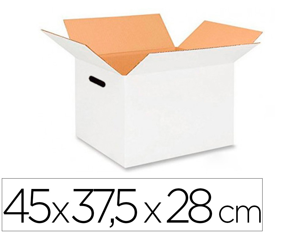 CAJA PARA EMBALAR Q-CONNECT BLANCA CON ASAS DOBLE CANAL 450X280 MM
