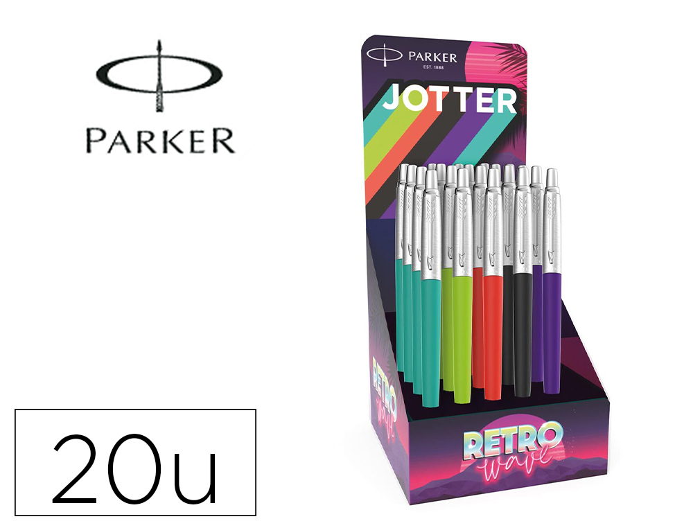 BOLIGRAFO PARKER JOTTER ORIGINALS RETRO AOS 80 EXPOSITOR DE 20 UNIDADES EN 5 COLORES SURTIDOS